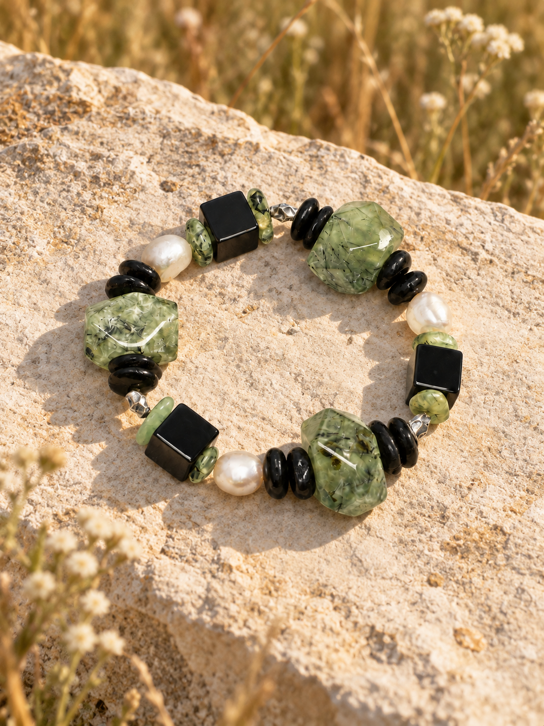 Verdant Edge Beaded Bracelet