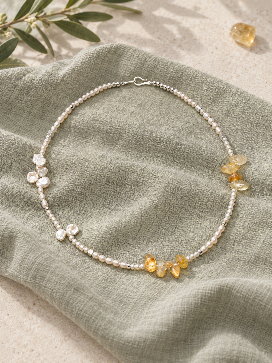 Warm Mist Crystal Bead Necklace