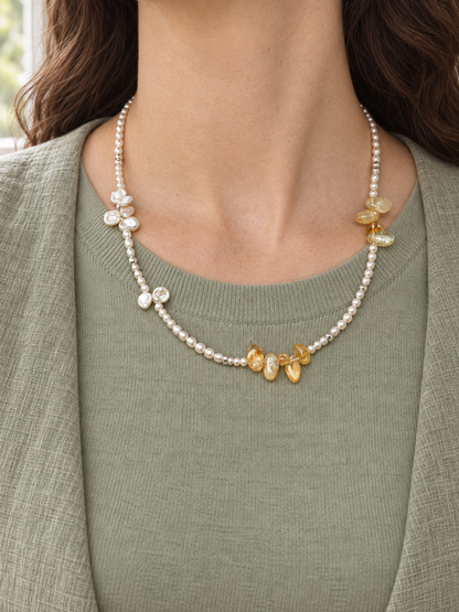 Warm Mist Crystal Bead Necklace