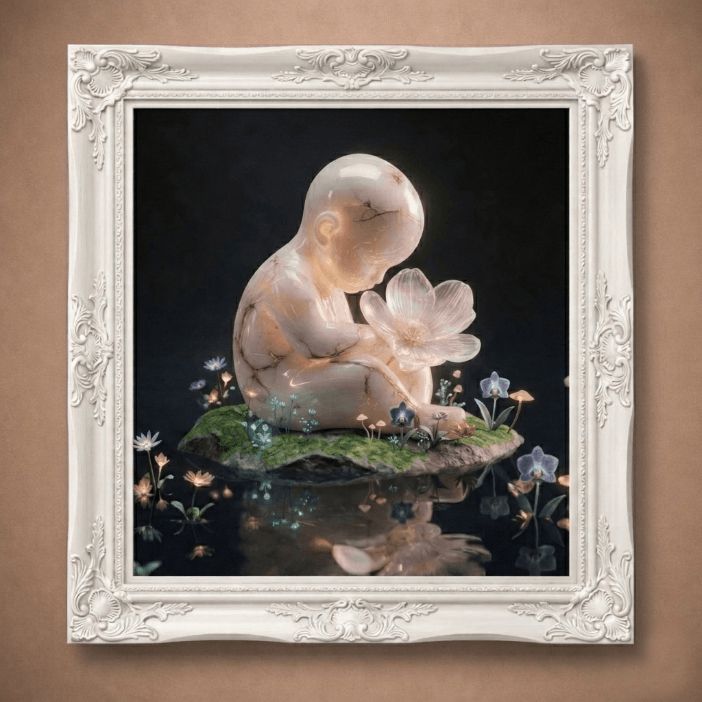 The Cosmic Rebirth | Luminous Amber Art Print (Unframed)