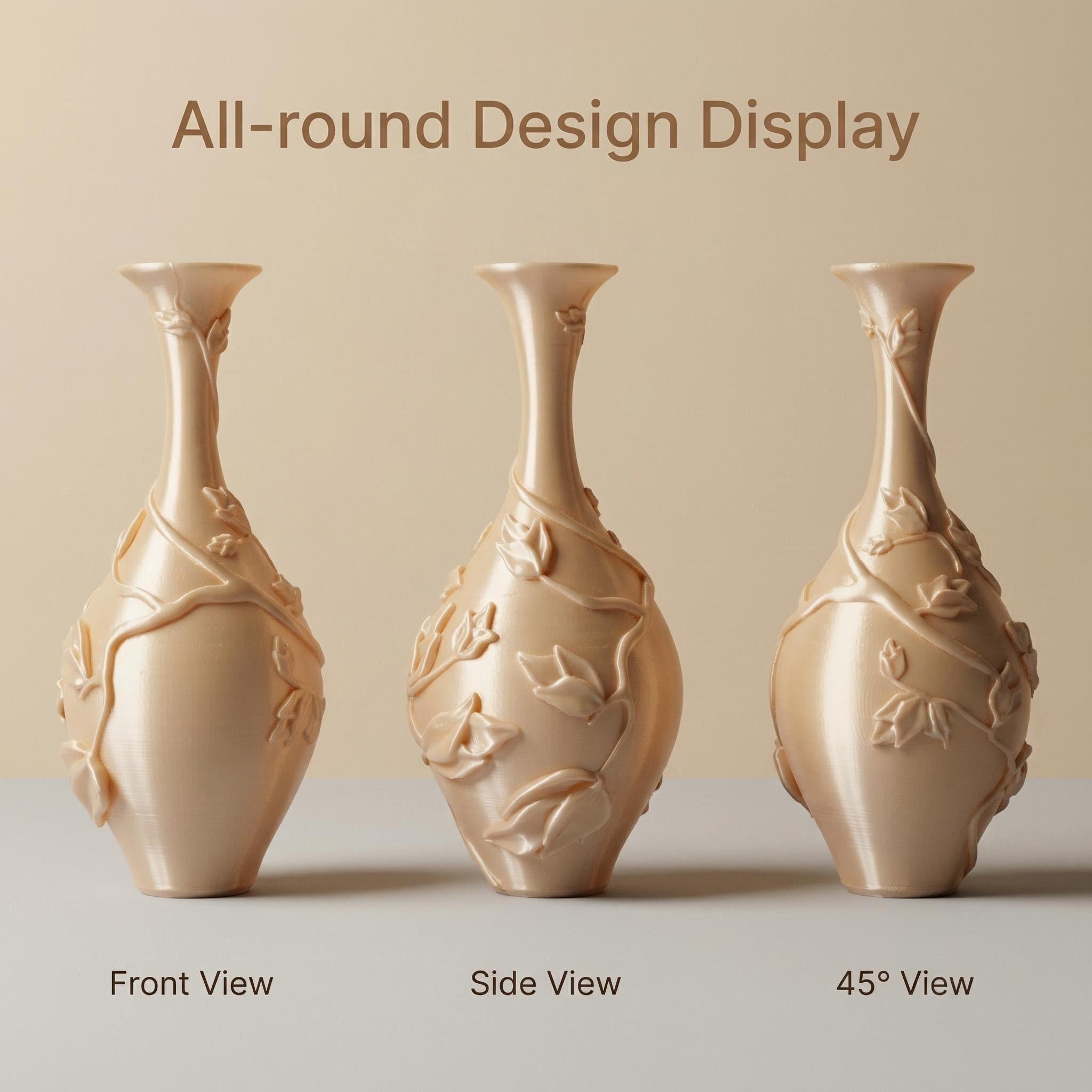 The Botanical Relief Bud Vase | Premium 3D Printed Sculptural Accent