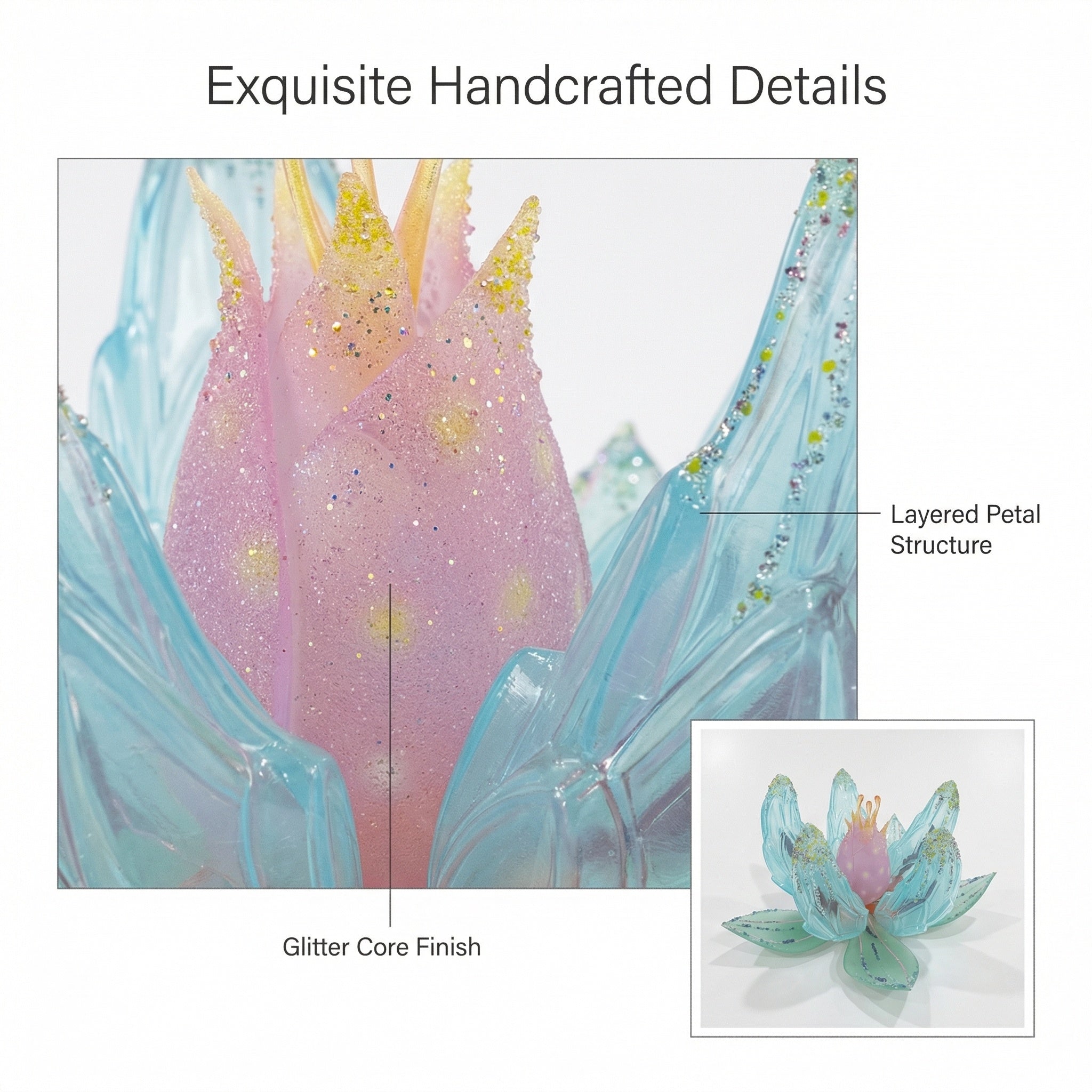Glacial Bloom｜Hand-Embellished Surrealist Sculpture