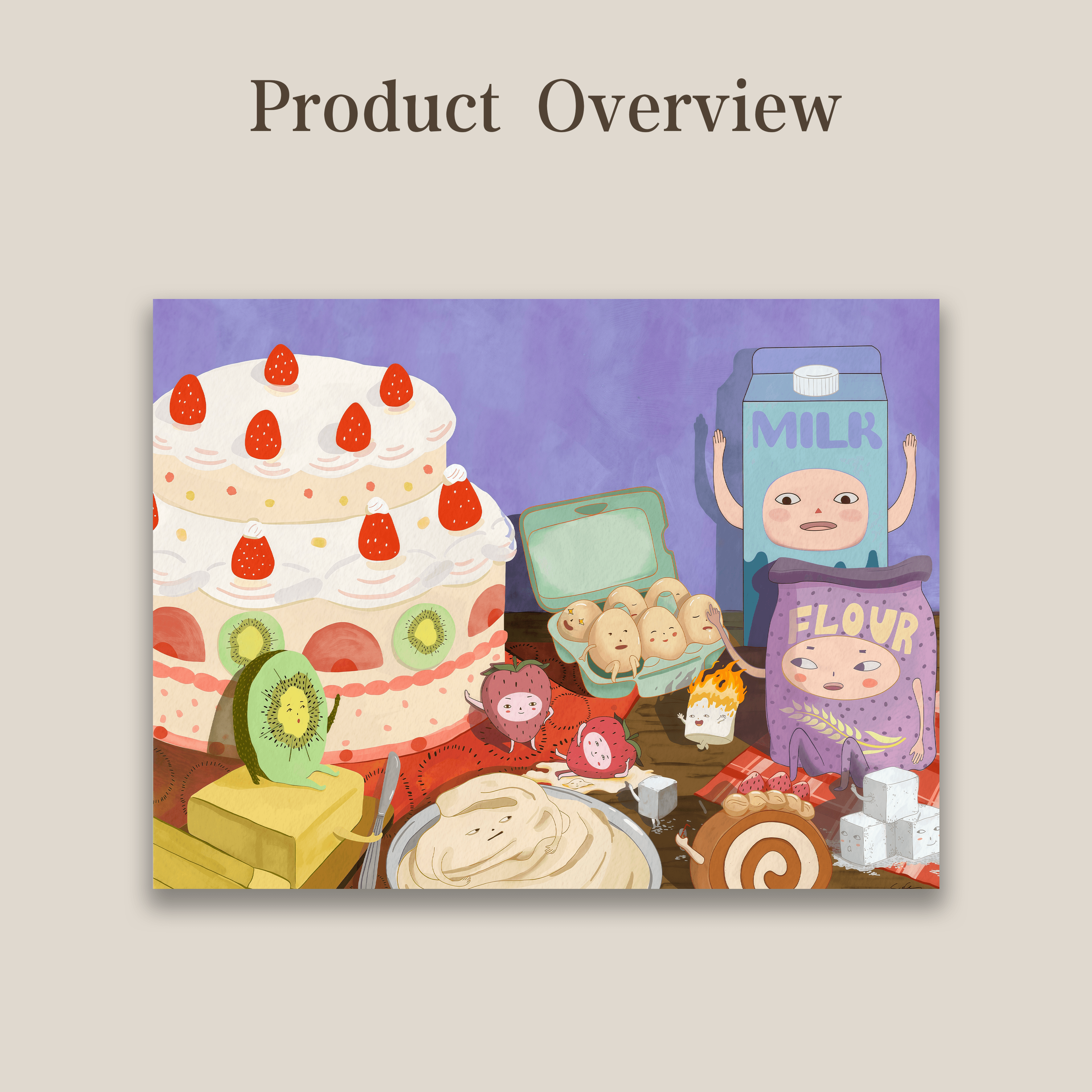 The Kitchen Party | Whimsical Baking Art Print (Unframed)