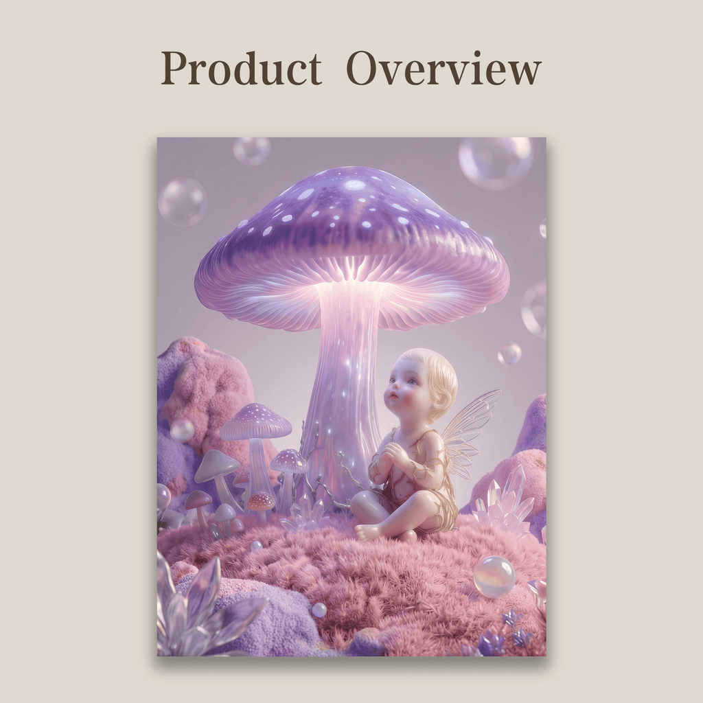 The Midnight Spore | Ethereal Fairy & Giant Mushroom Art Print (Unframed)