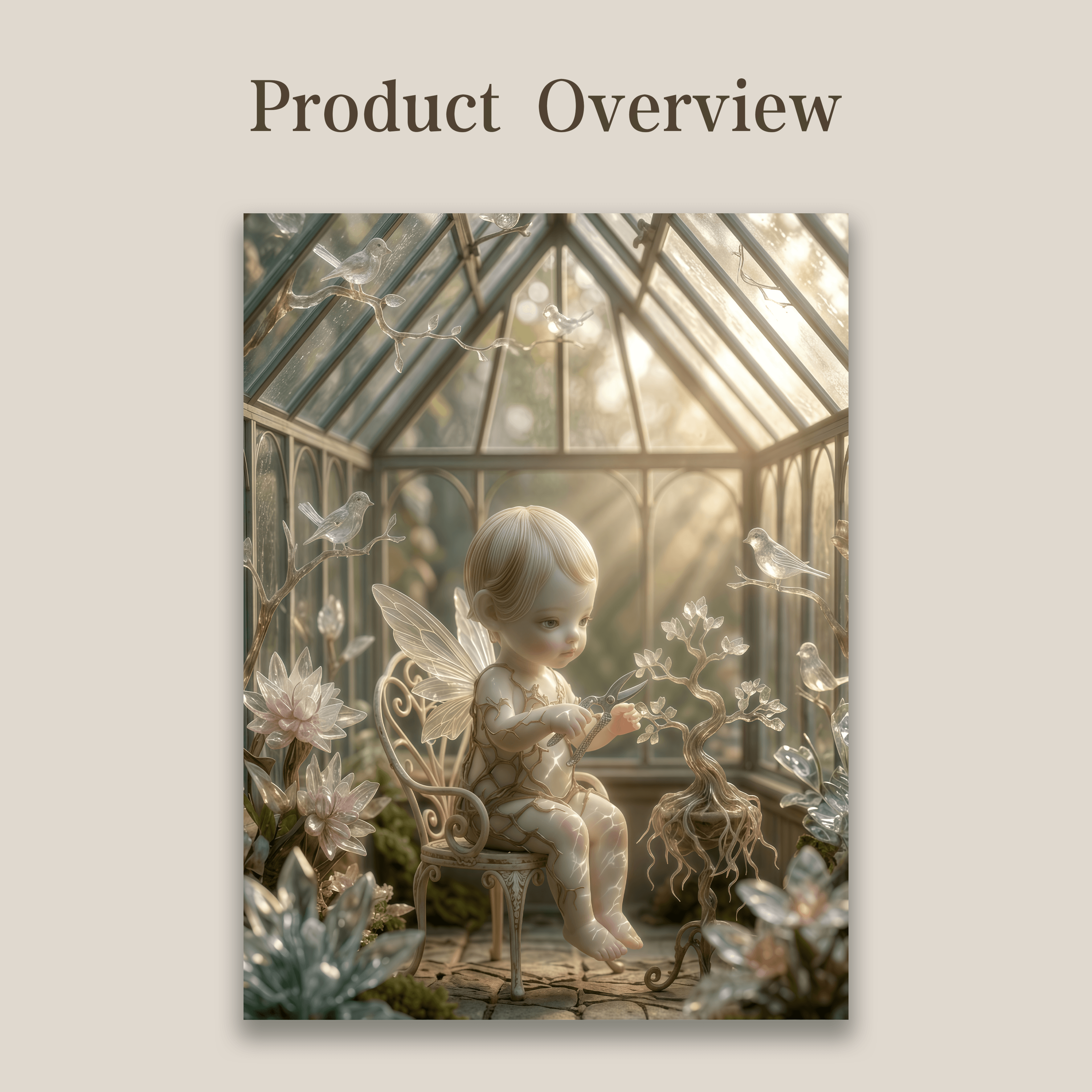 The Crystal Conservatory | Shimmering Fairy Garden Art Print (Unframed)