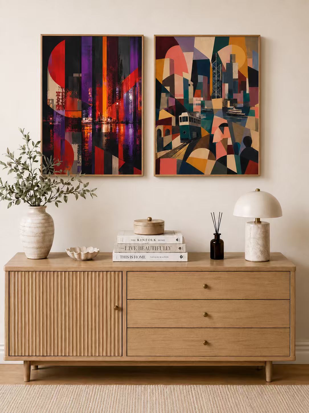 Changsha & Hong Kong —— The Vermilion Night & Vertical Zen Set（Unframed）