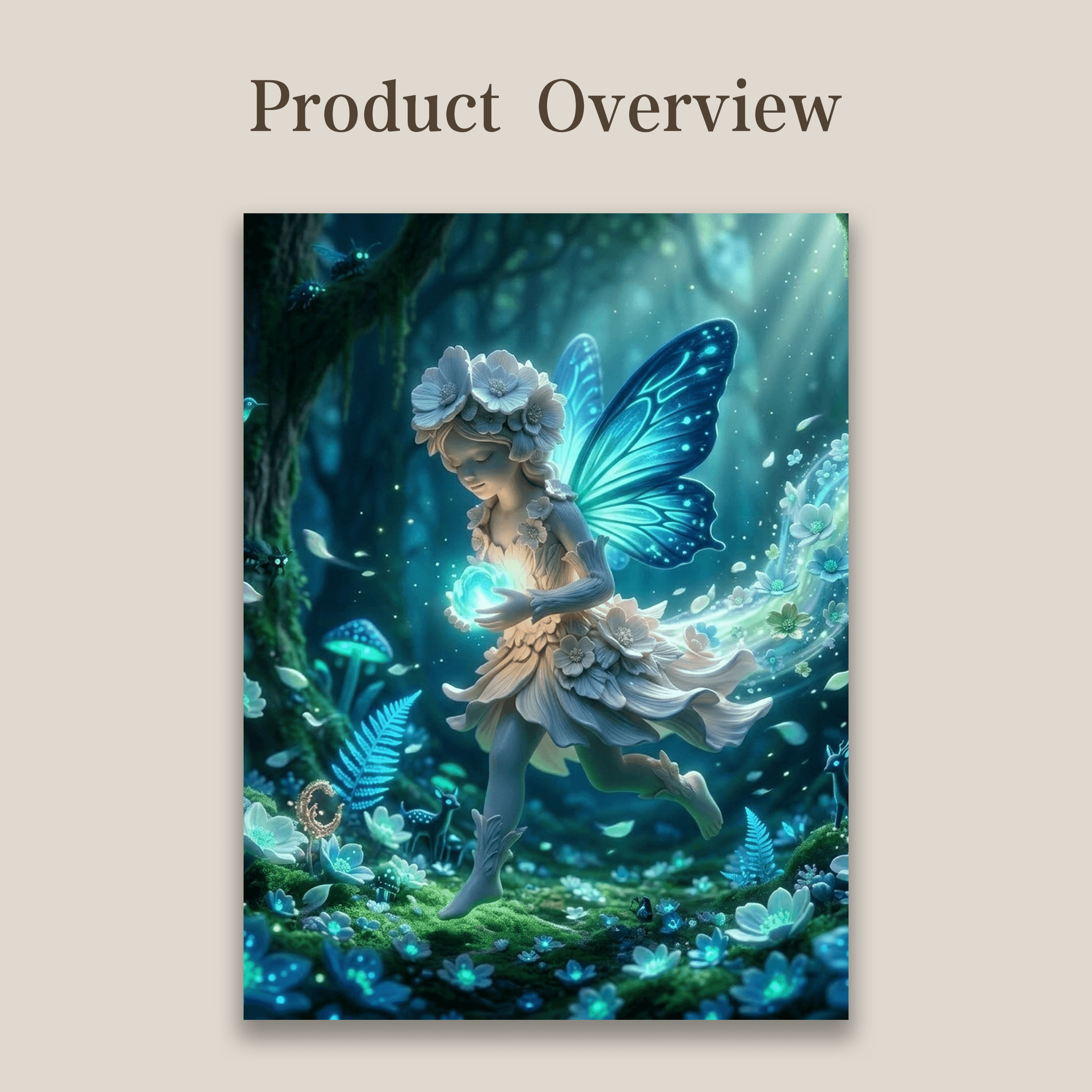 The Luminescent Guardian | Bioluminescent Fairy Art Print (Unframed)
