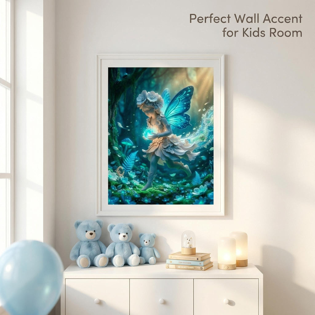 The Luminescent Guardian | Bioluminescent Fairy Art Print (Unframed)