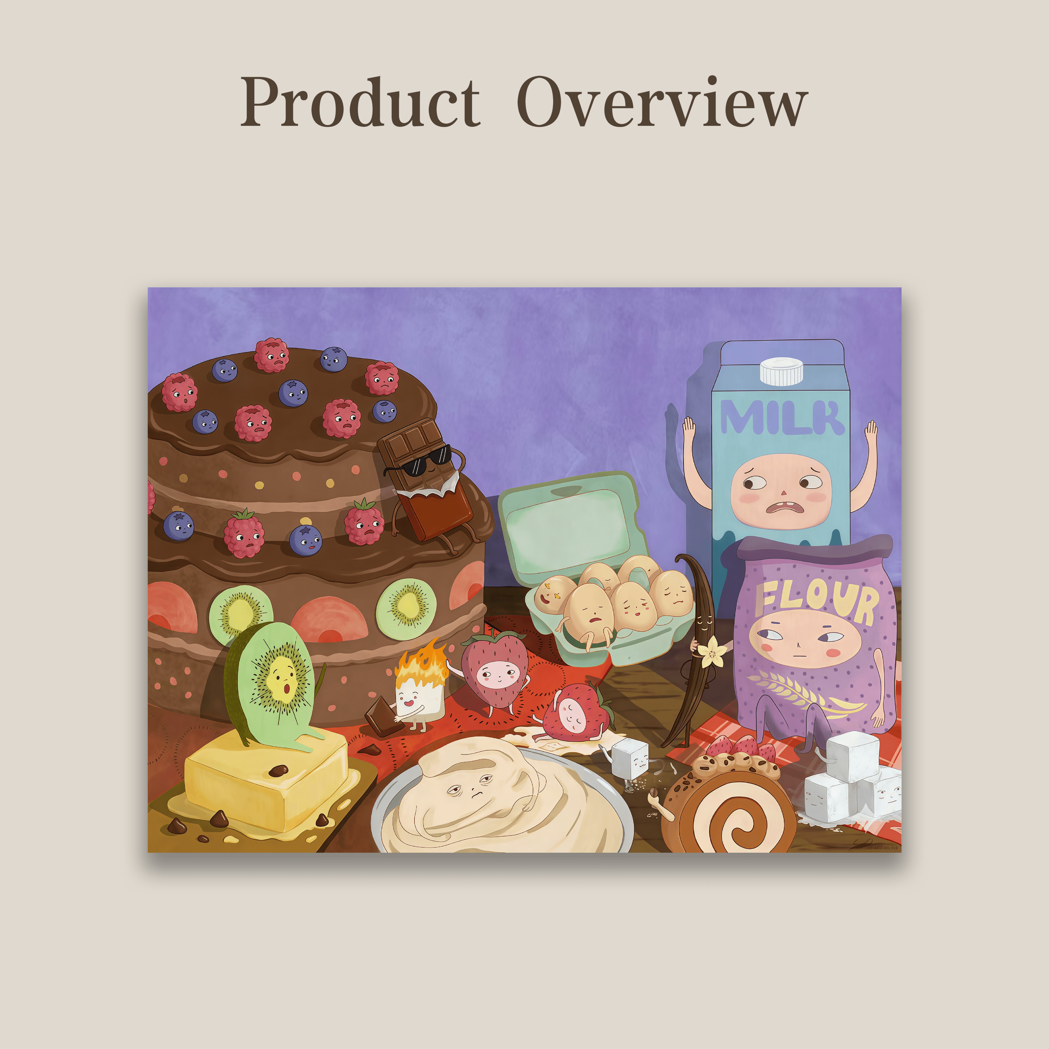 The Kitchen Battle | Quirky Foodie Wall Art (Unframed)