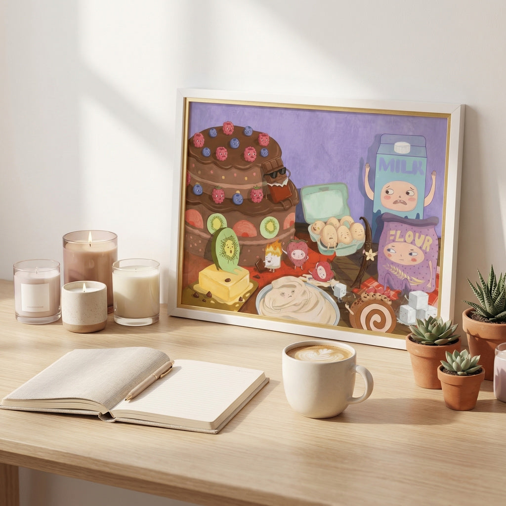 The Kitchen Battle | Quirky Foodie Wall Art (Unframed)