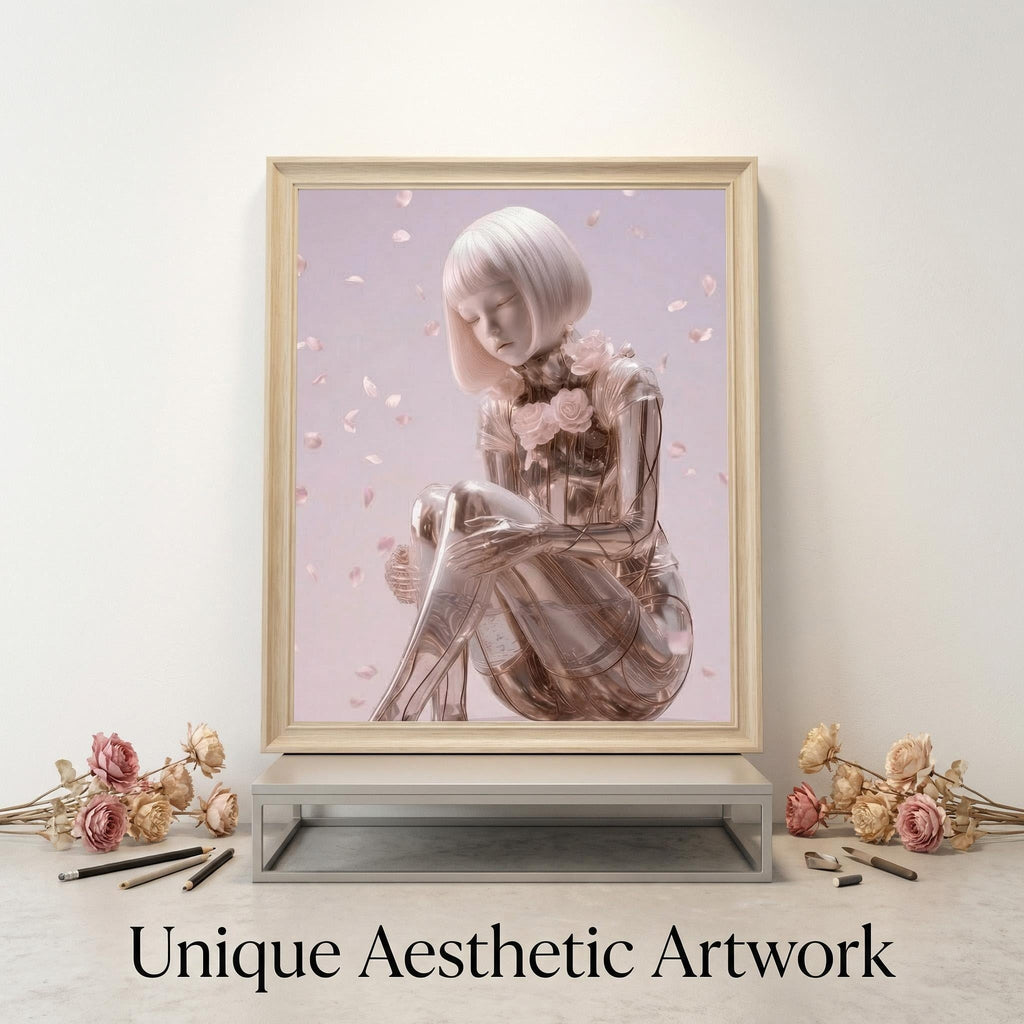The Crystal Reverie | Surreal Floral Spirit Art Print (Unframed)
