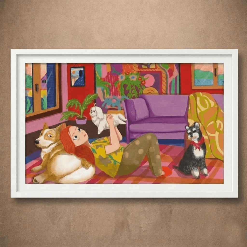 Afternoon | Cozy Pet Lover Art Print (Unframed)