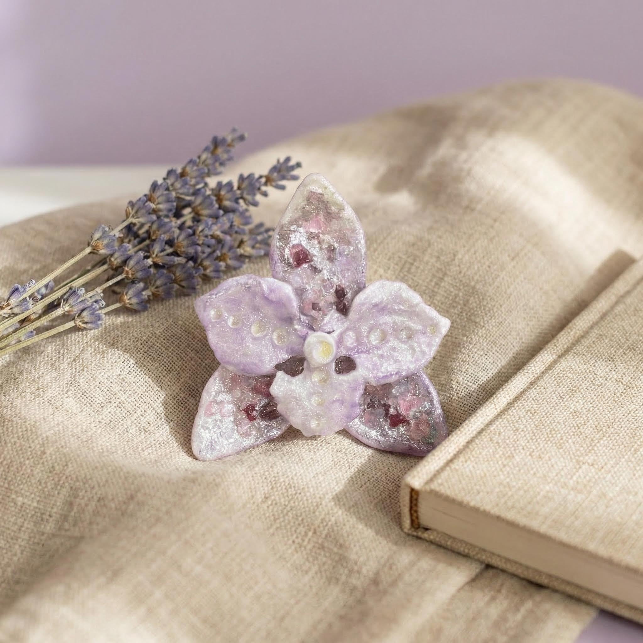 Amethyst Bloom | Hand-Painted Artisan Resin Brooch