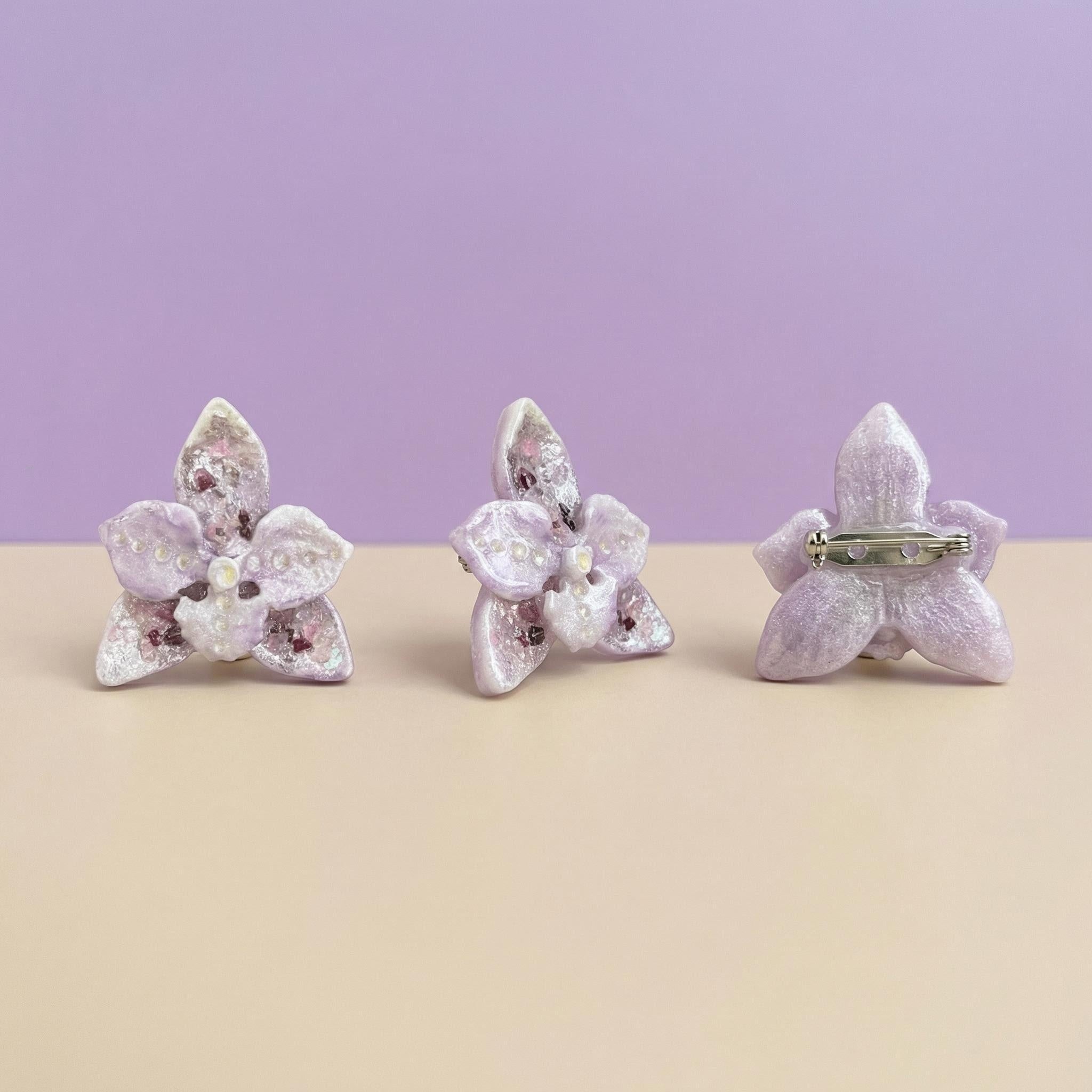 Amethyst Bloom | Hand-Painted Artisan Resin Brooch