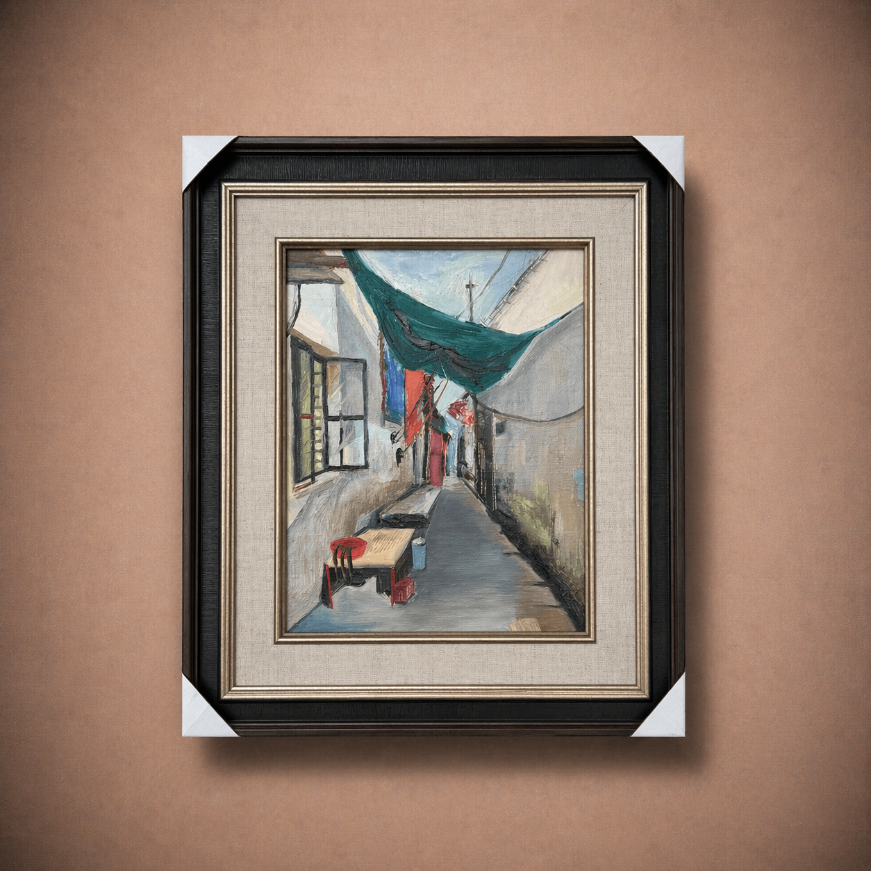 Shanghai Alley, 2019 | Original Impressionist Oil Painting (Framed)