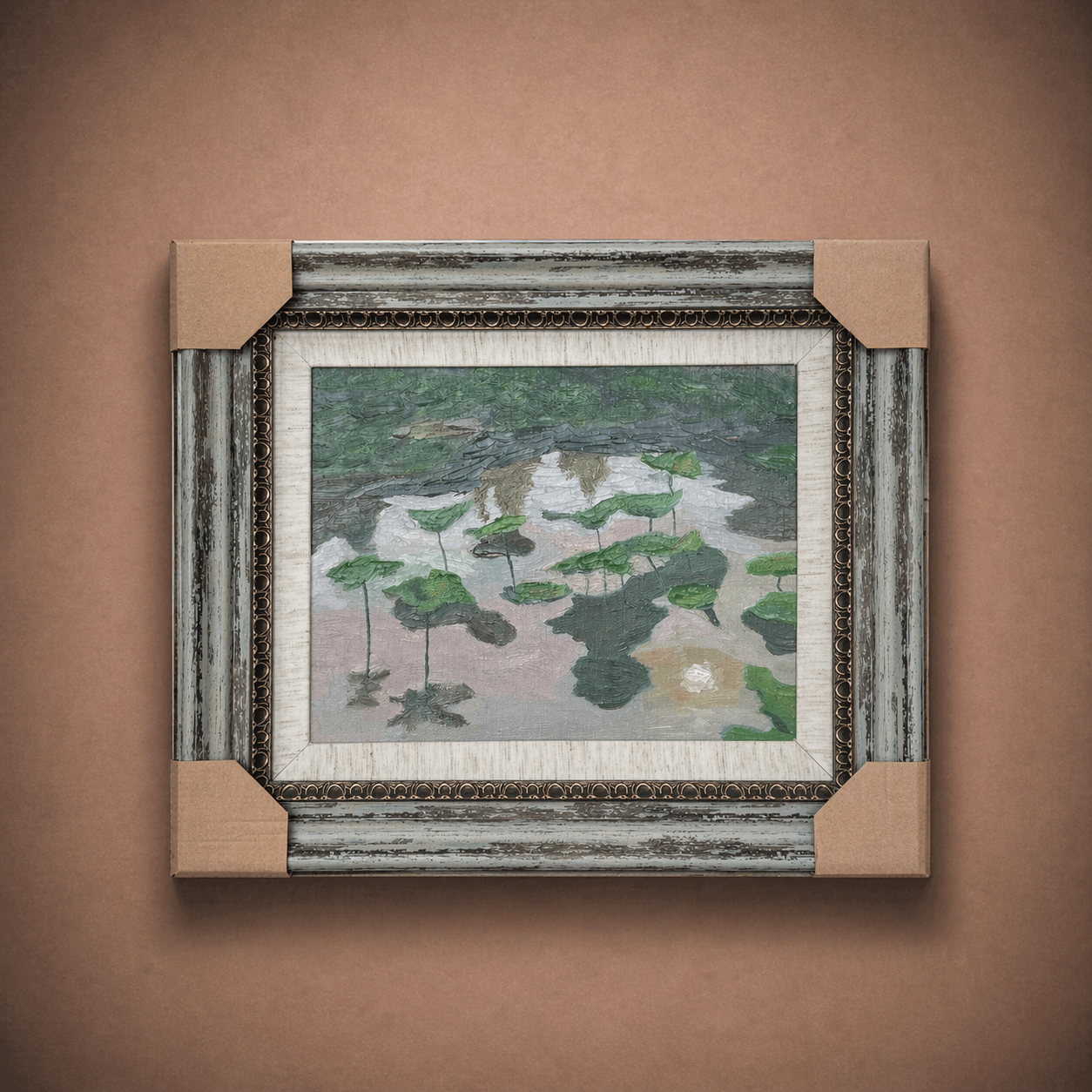 Lily Pads, 2020 | Original Impasto Oil Painting (Framed)