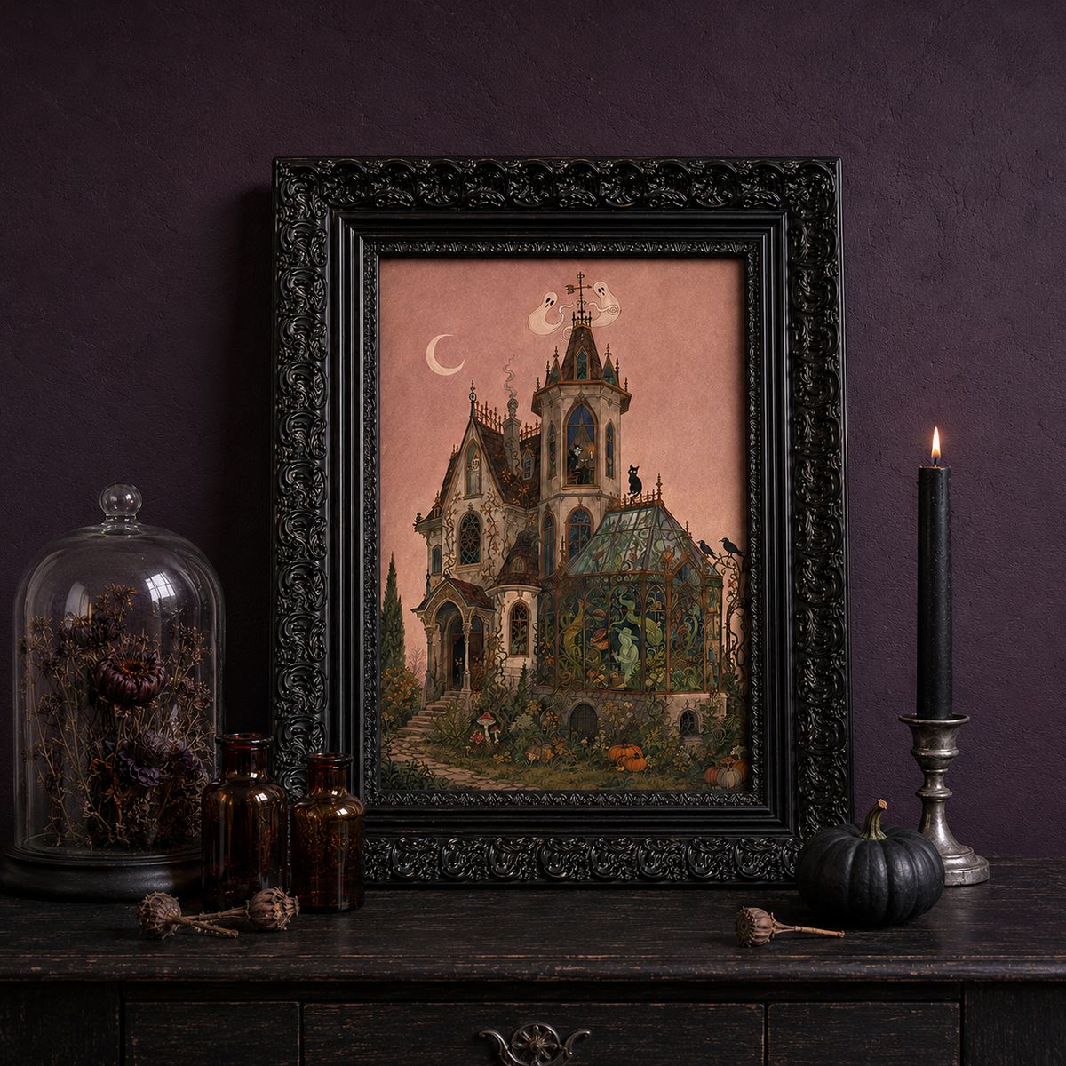 Framed Limited Edition Gothic Haunted House Print