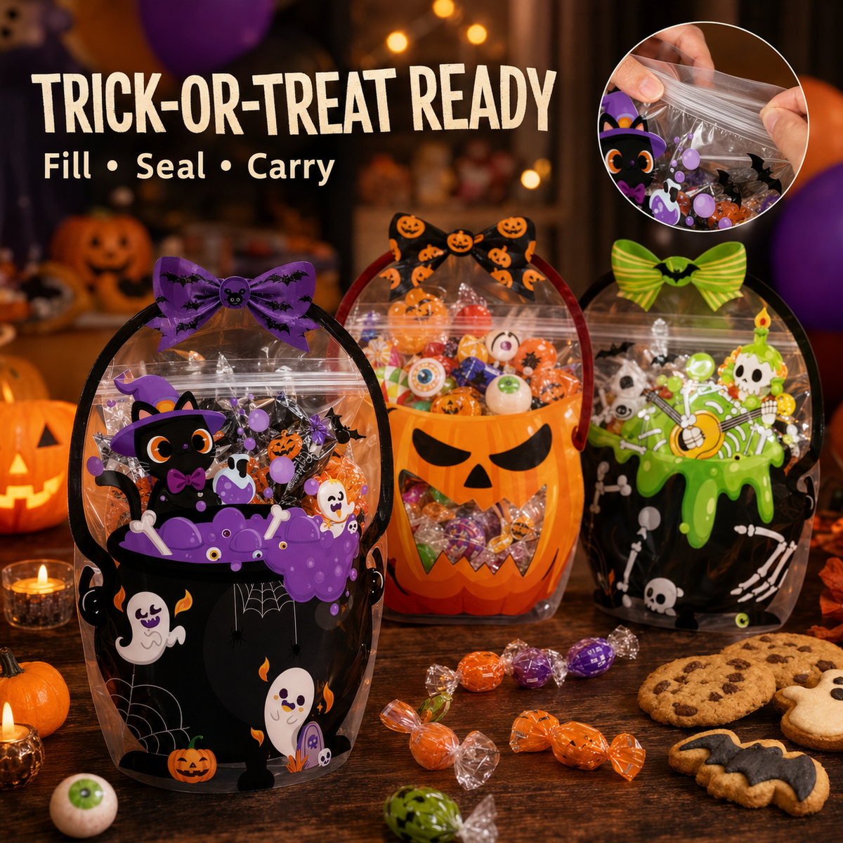 Halloween Novelty-Shaped Zip-Lock Stand-Up Packaging Bag