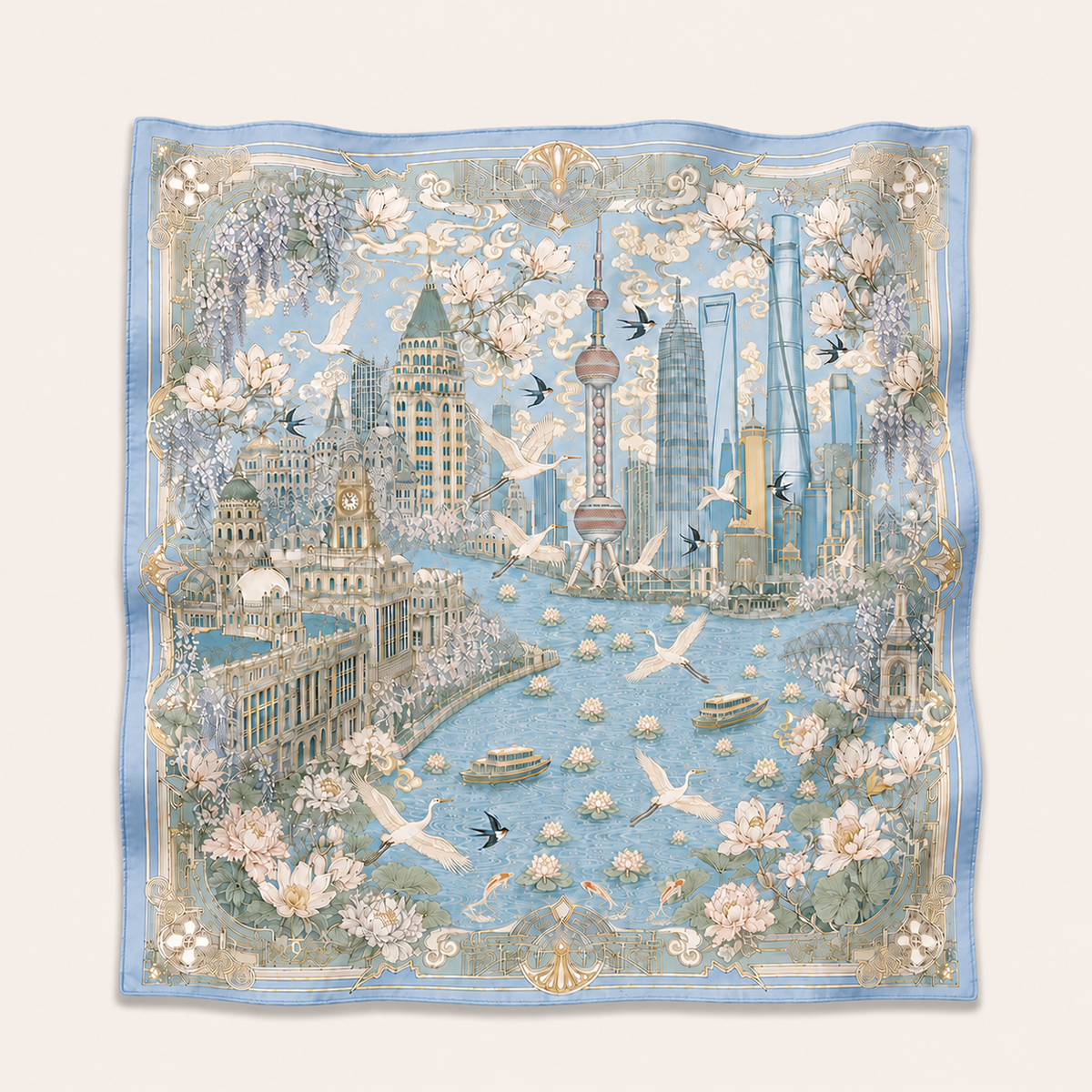Magnolia over the Bund Scarf Bundle