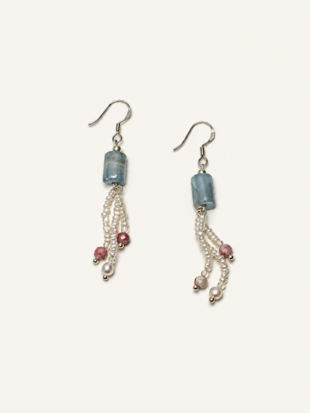 Glacial Blue Beaded Drop Earrings