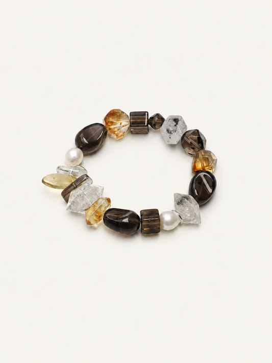 Gilded Midnight Crystal Bead Bracelet