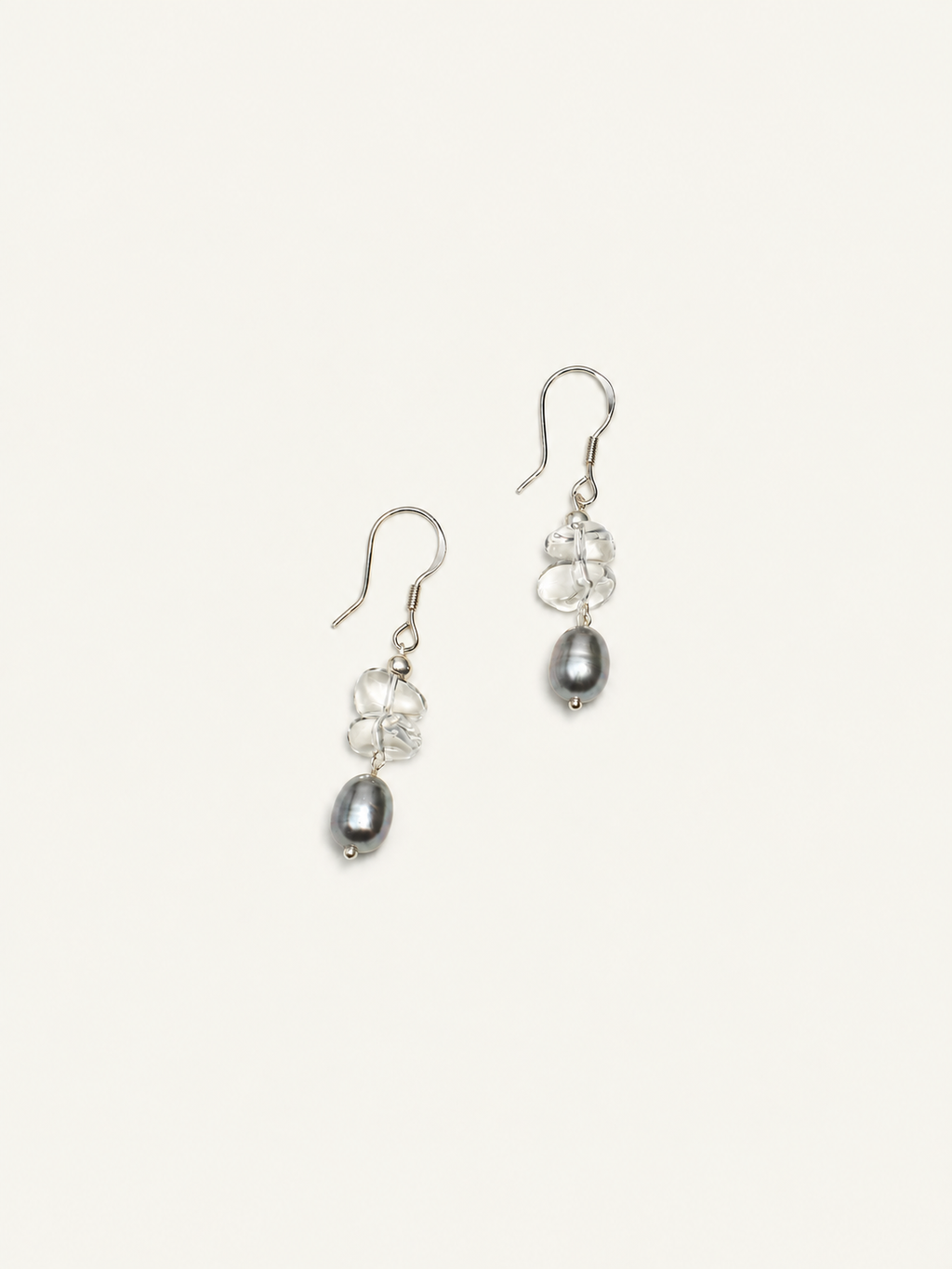 Silver Mist Pearl Drop Earrings