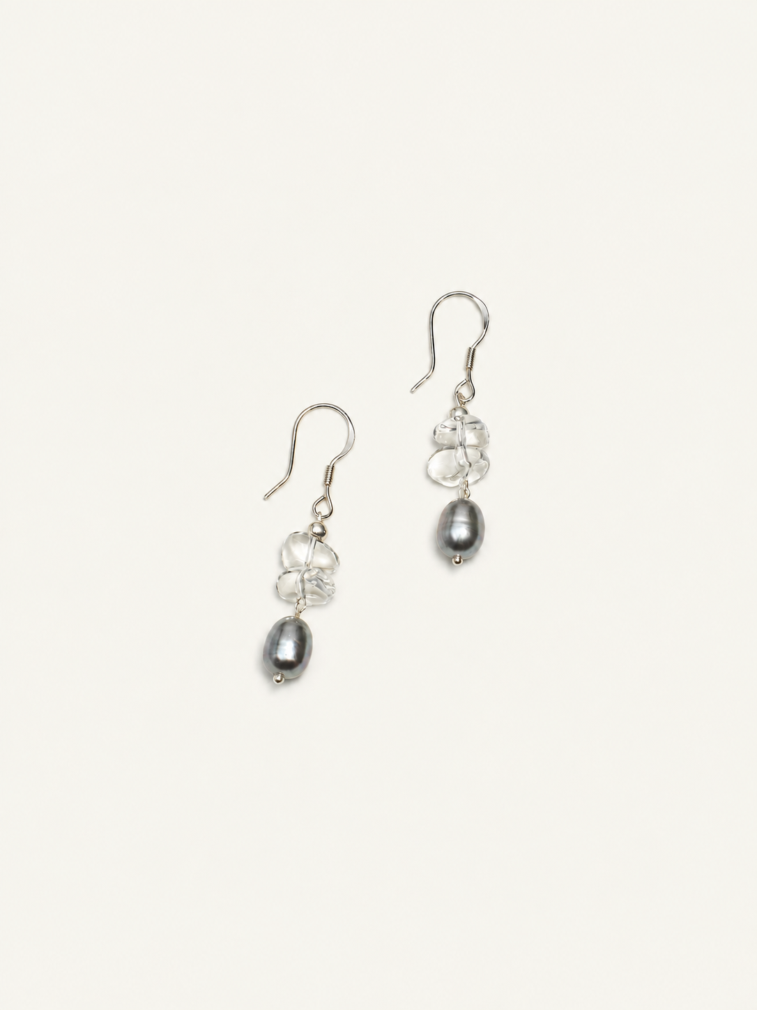 Silver Mist Pearl Drop Earrings
