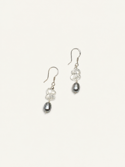 Silver Mist Pearl Drop Earrings