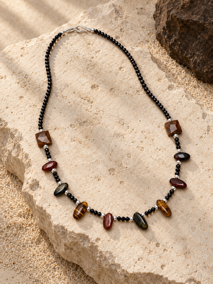 Tiger’s Eye & Black Crystal Necklace