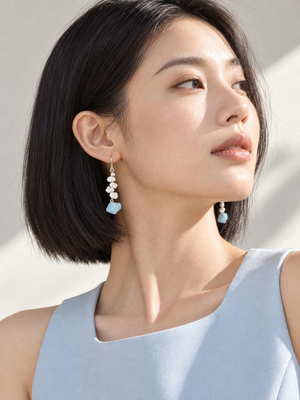 Blue Mist Pearl Earrings
