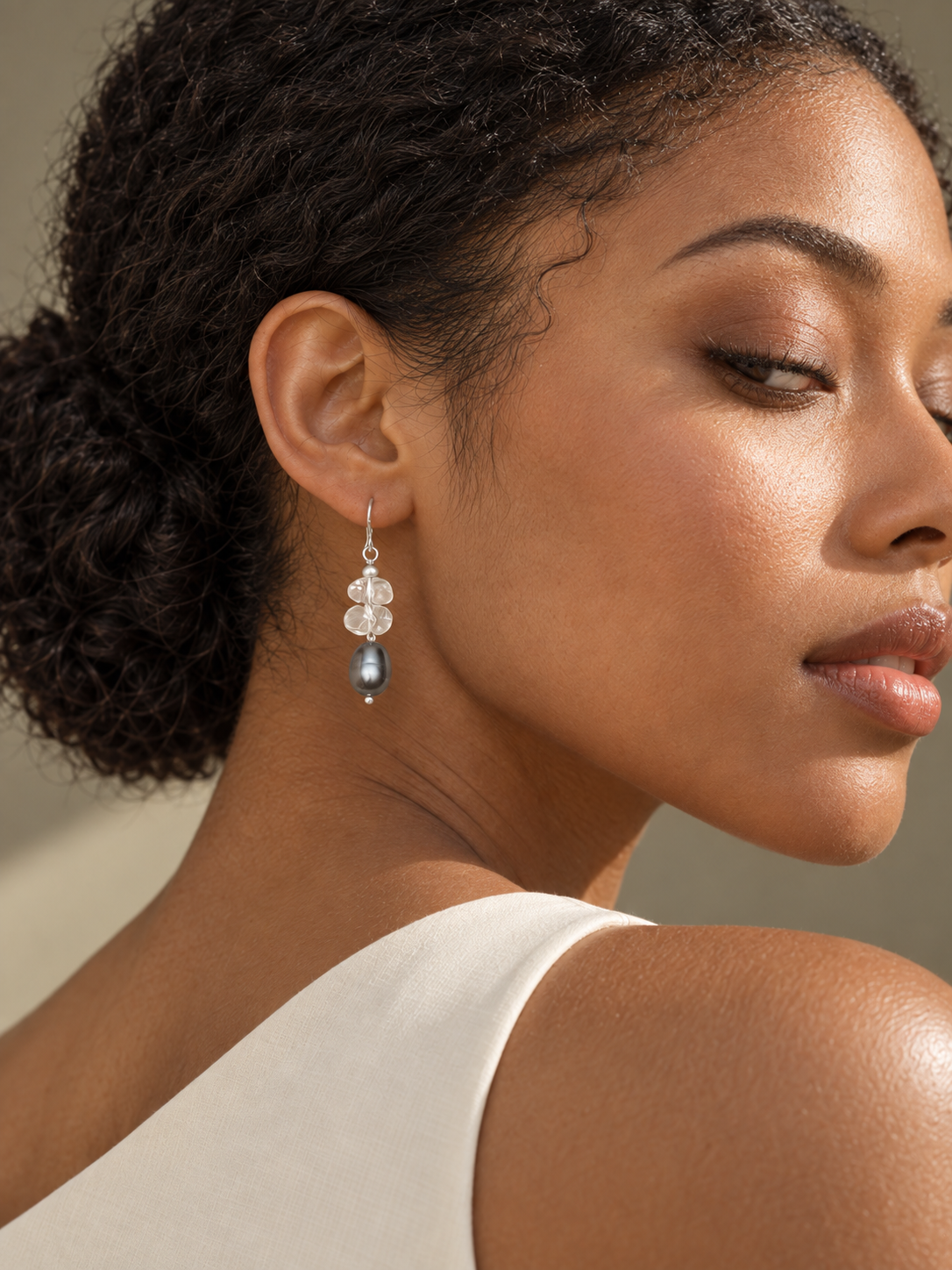 Silver Mist Pearl Drop Earrings