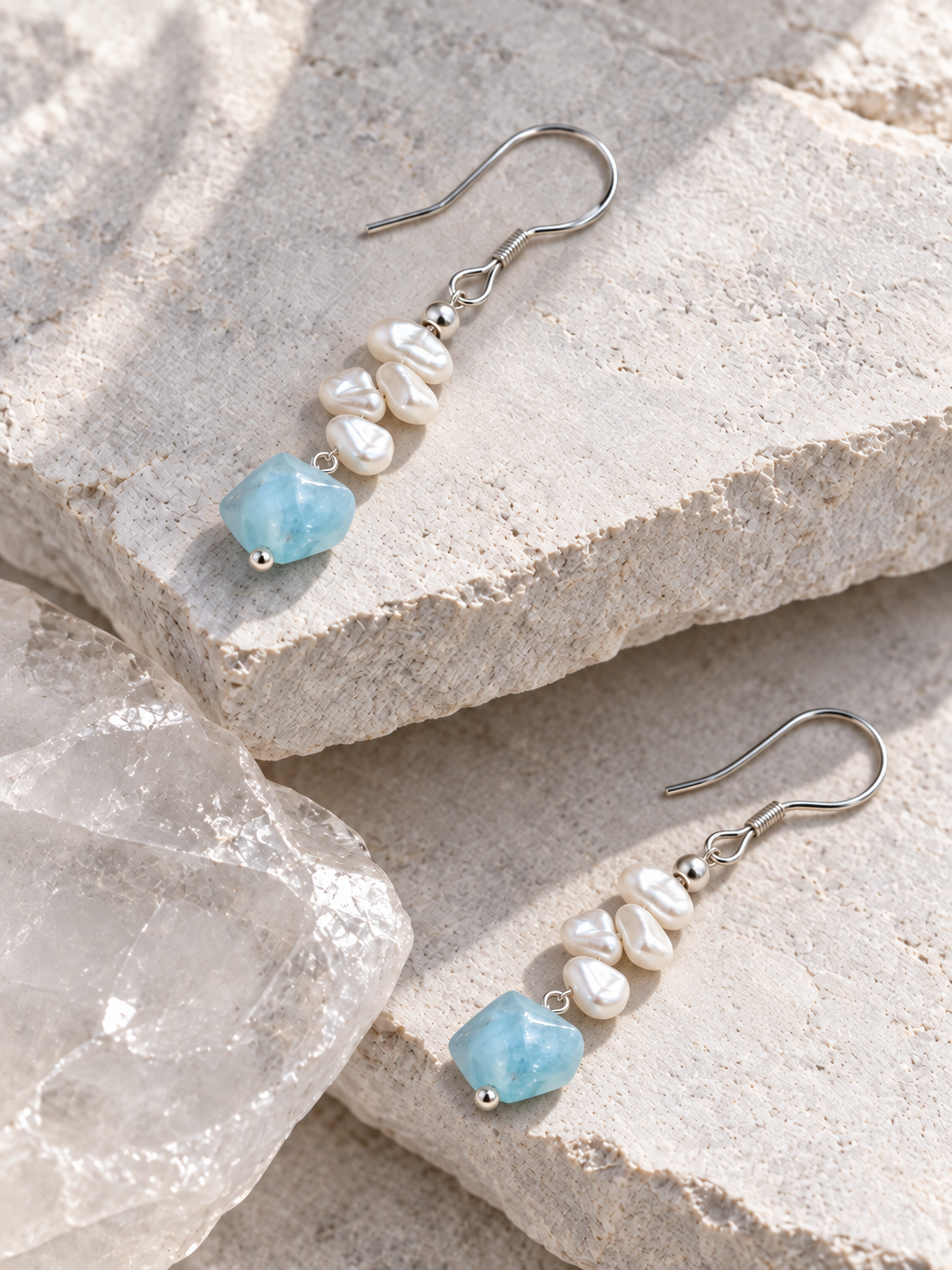 Blue Mist Pearl Earrings
