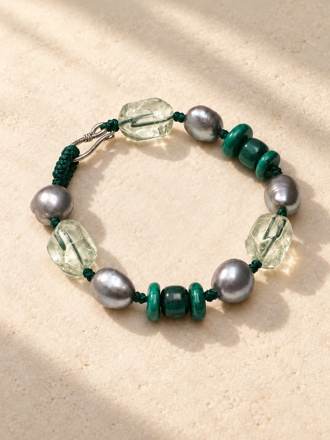 Verdant Haze Grey Bead Bracelet