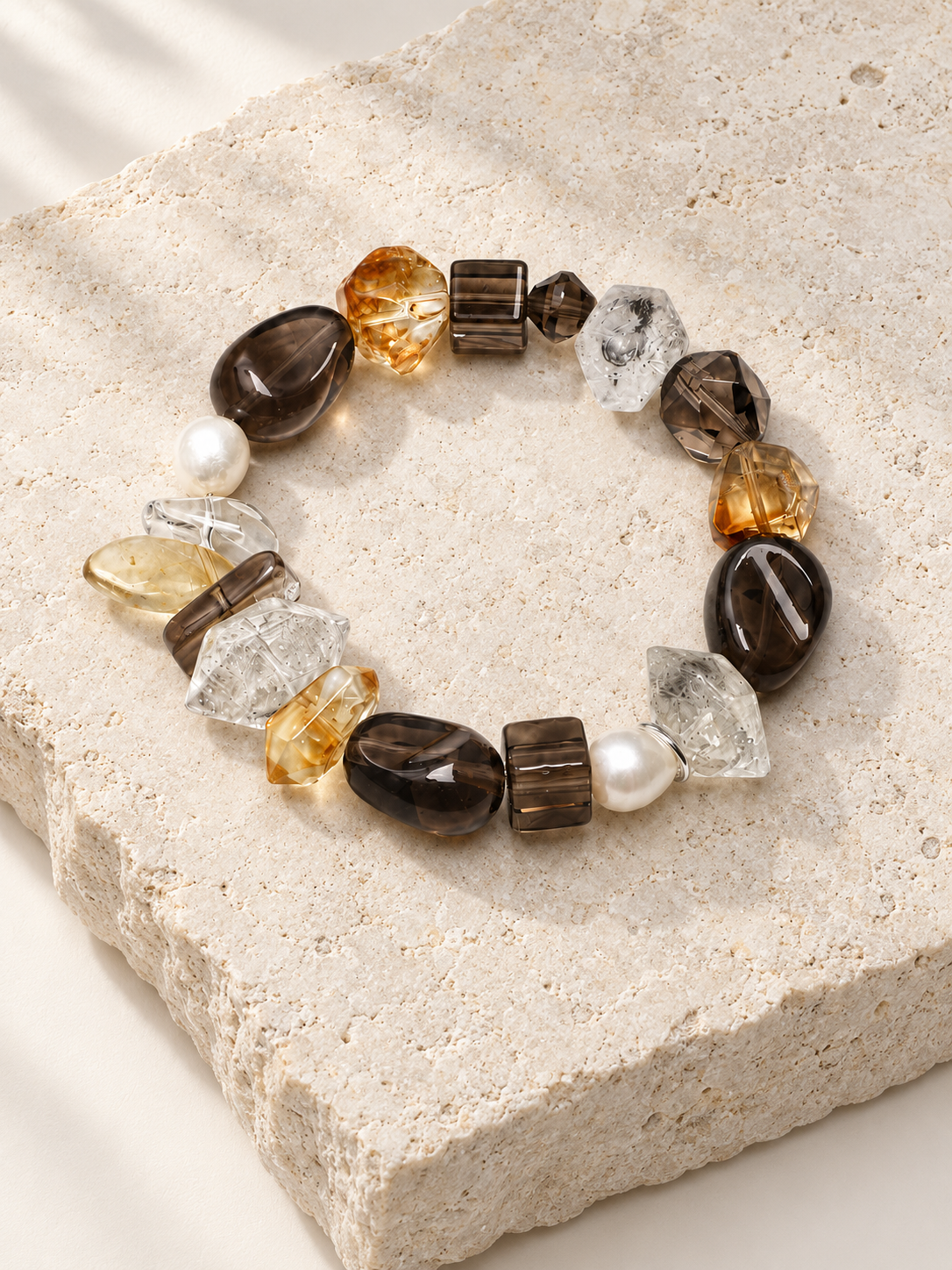 Gilded Midnight Crystal Bead Bracelet