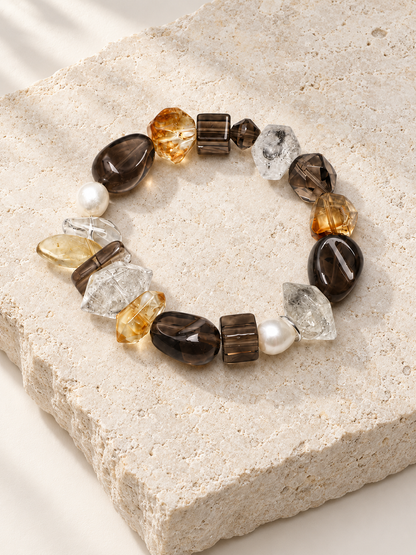 Gilded Midnight Crystal Bead Bracelet
