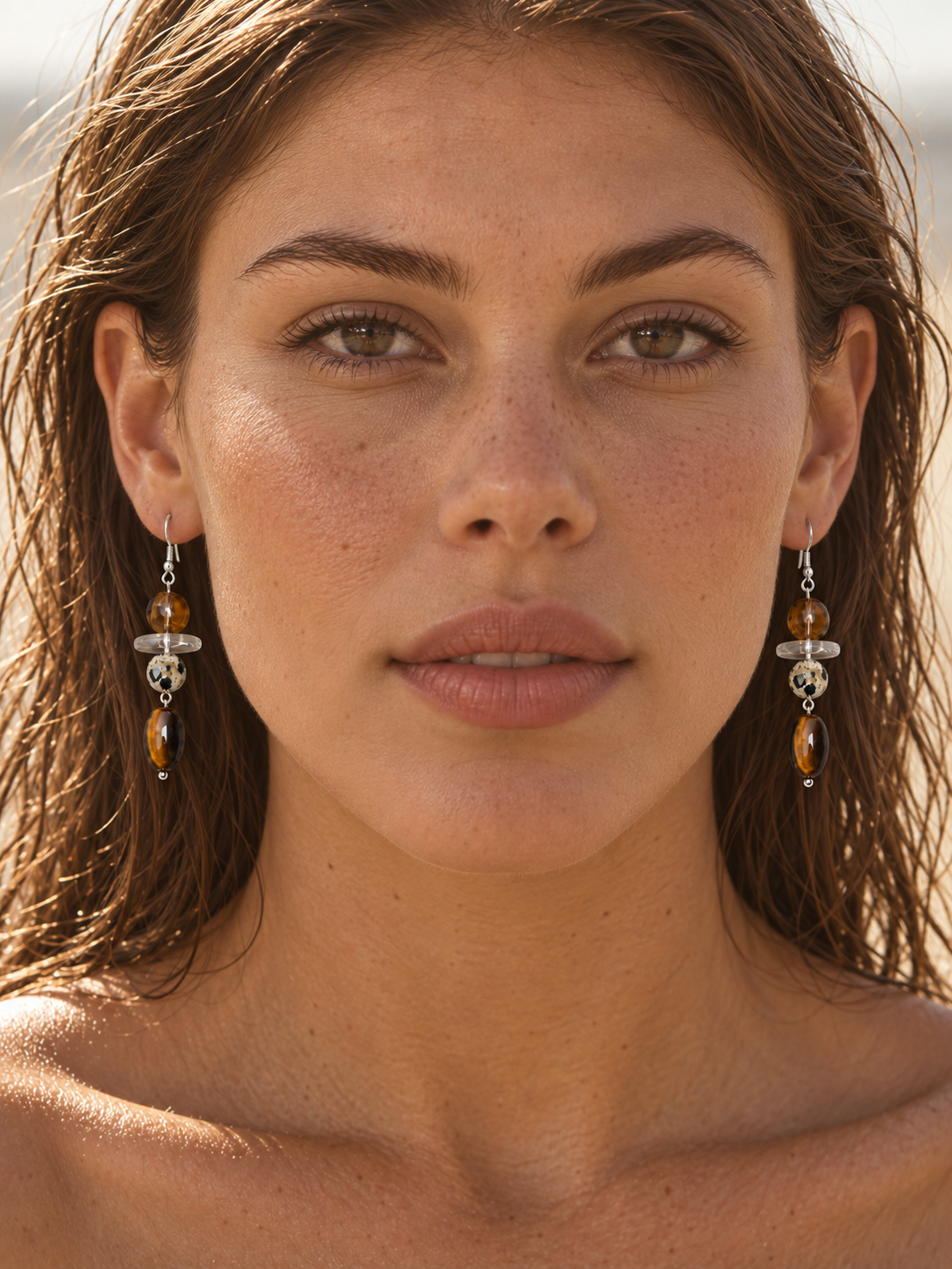 Autumn Gleam Beaded Drop Earrings