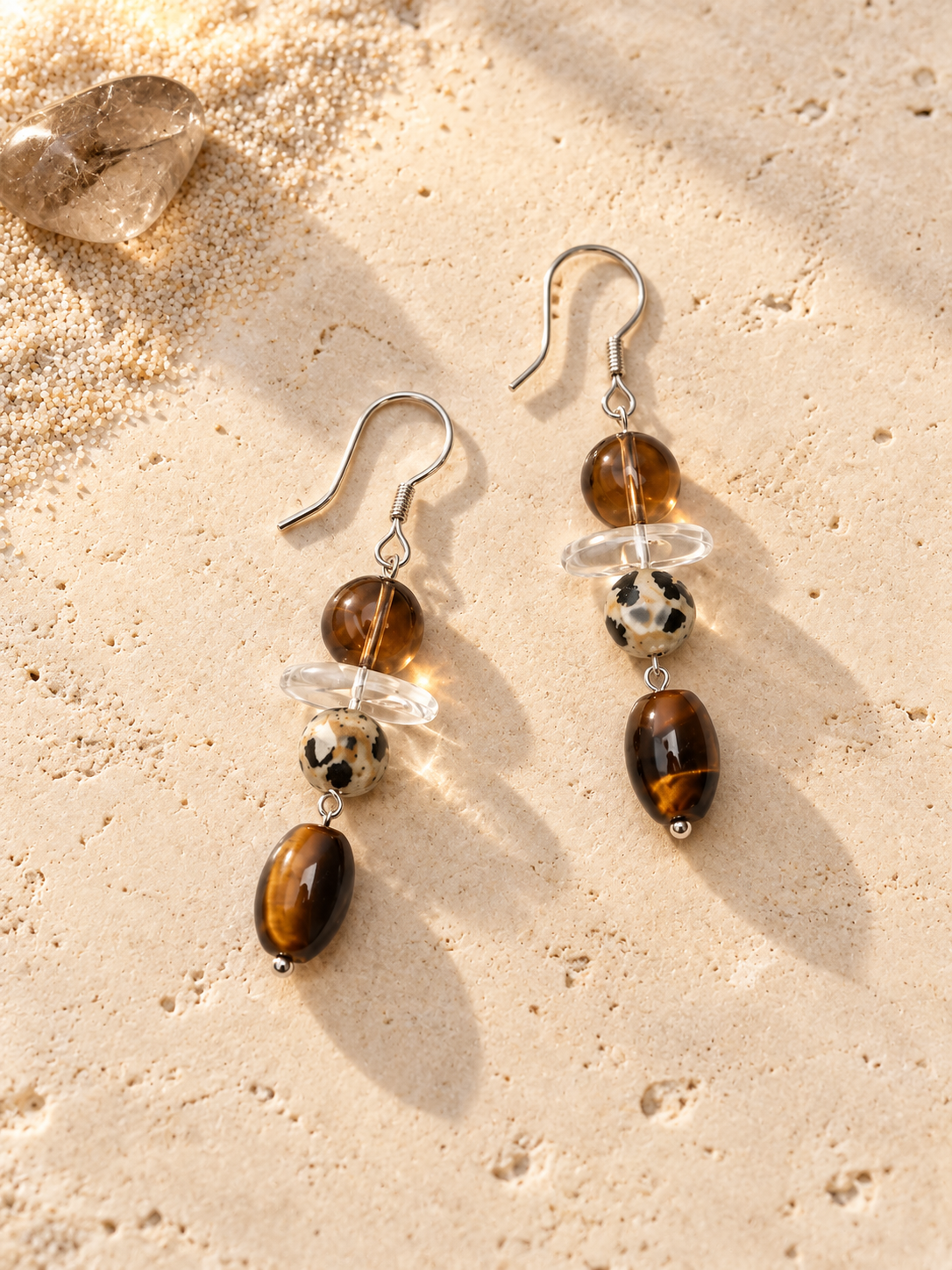 Autumn Gleam Beaded Drop Earrings