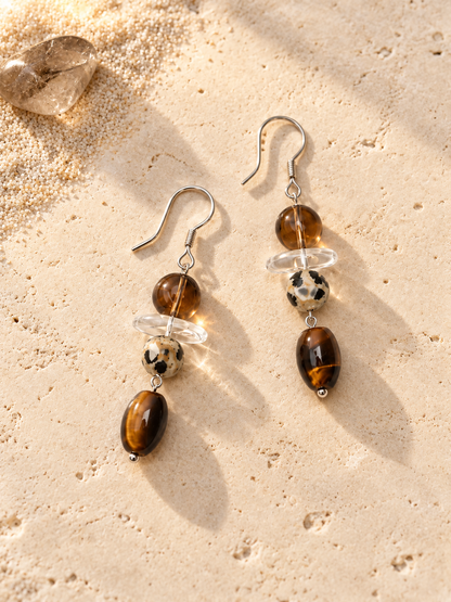 Autumn Gleam Beaded Drop Earrings