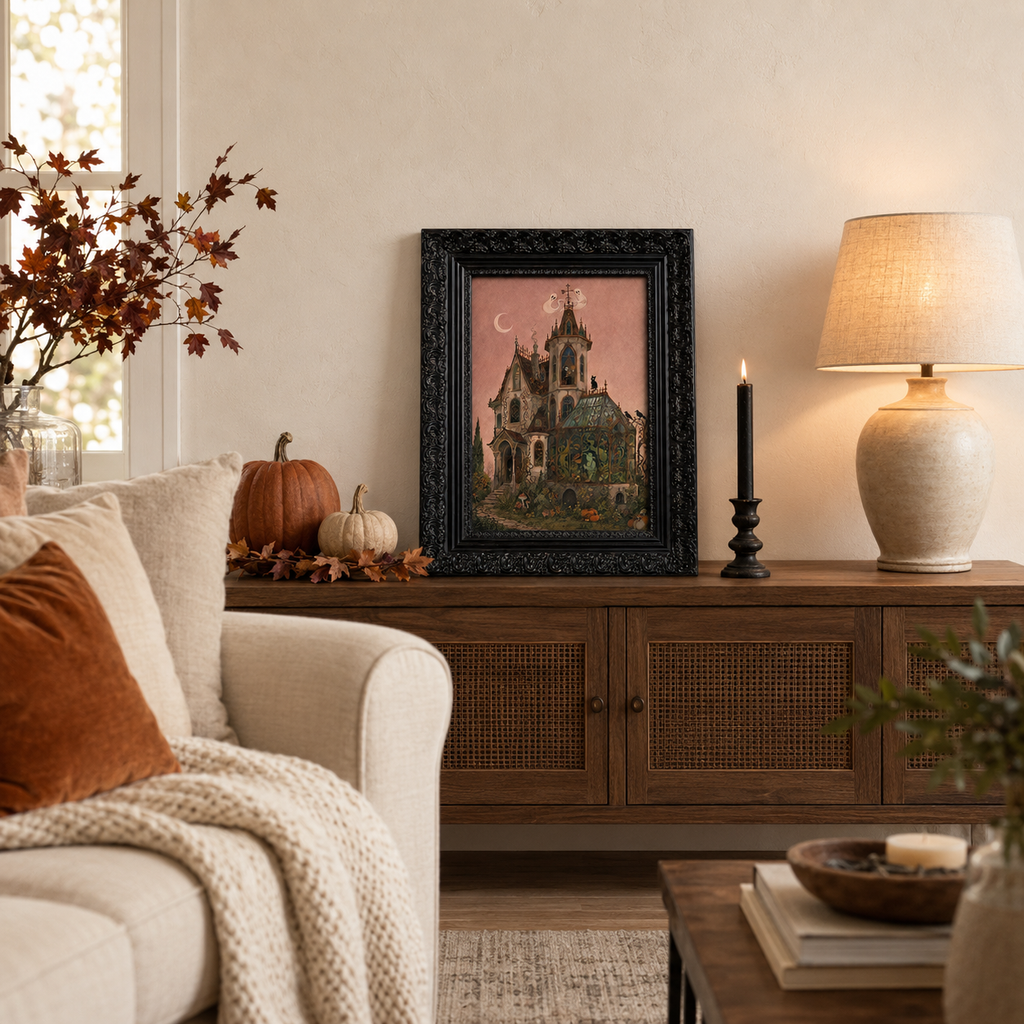 Framed Limited Edition Gothic Haunted House Print