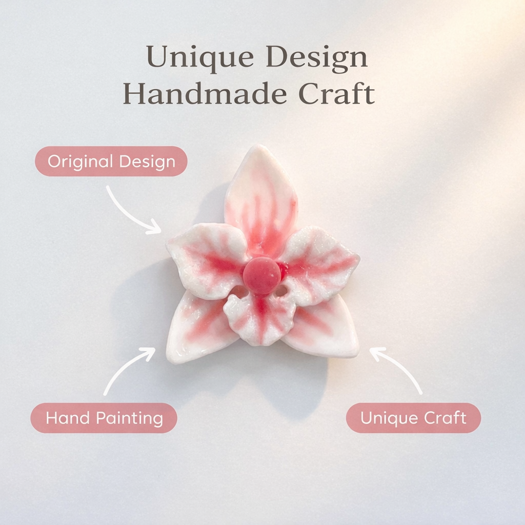 The Blushing Porcelain Orchid | Hand-Glazed Botanical Magnet