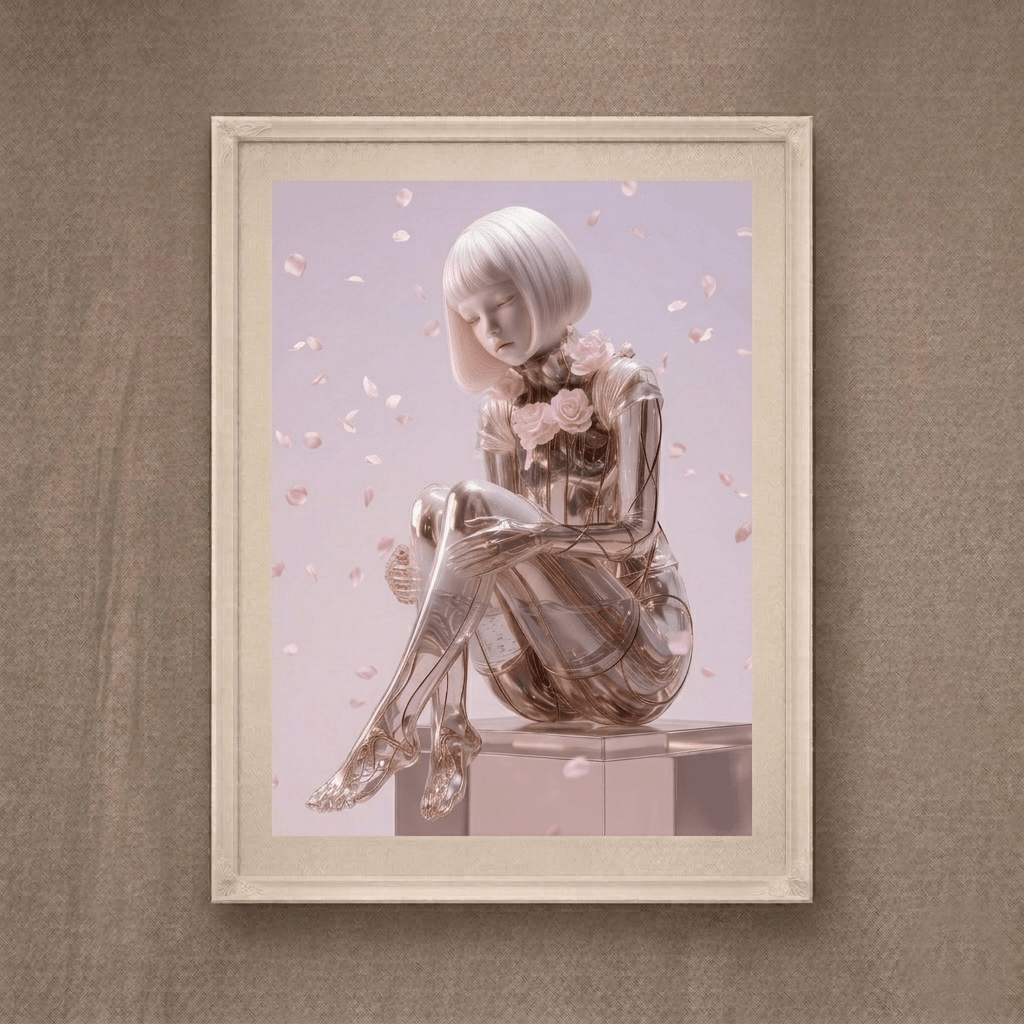 The Crystal Reverie | Surreal Floral Spirit Art Print (Unframed)