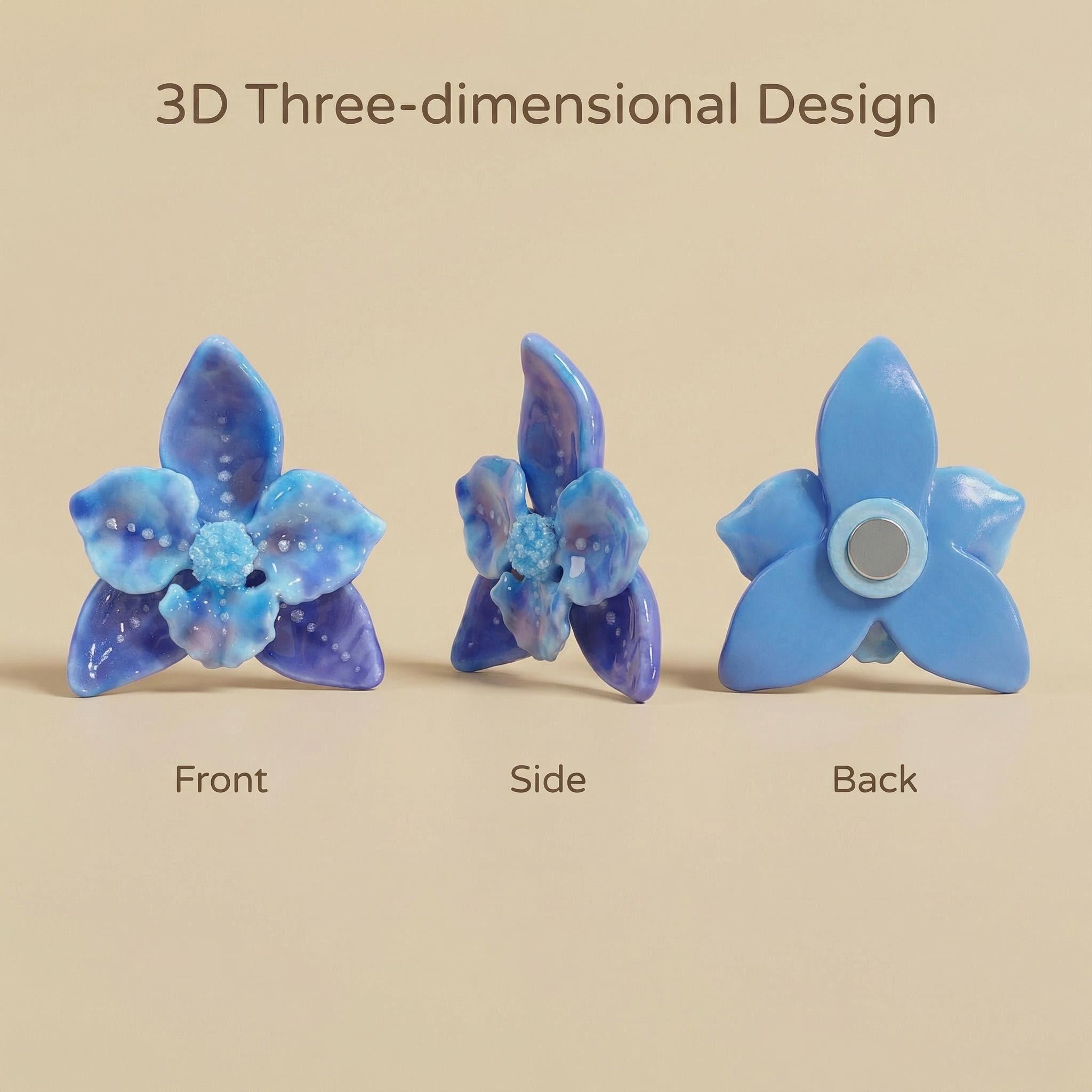 The Celestial Lapis Orchid | Hand-Glazed Botanical Magnet