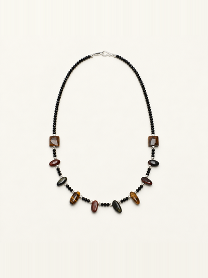 Tiger’s Eye & Black Crystal Necklace