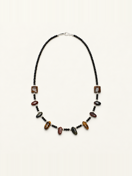 Tiger’s Eye & Black Crystal Necklace